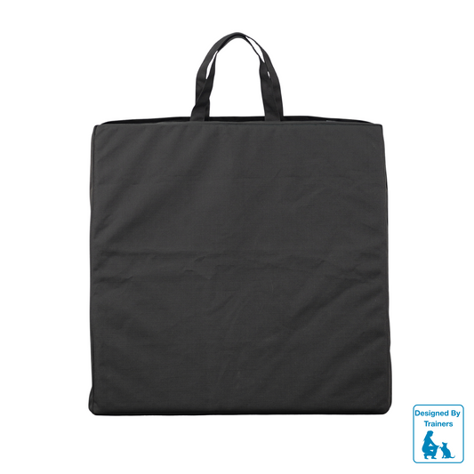 Restore Double Dog Bed displayed folded with carry handles on the top on a white background